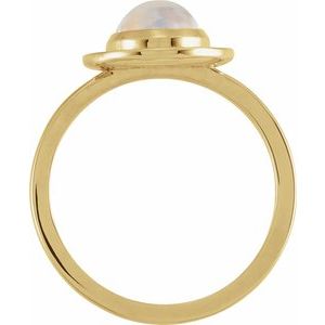 14K Yellow Natural Rainbow Moonstone & 1/8 CTW Natural Diamond Halo-Style Ring - BN & CO JEWELRY