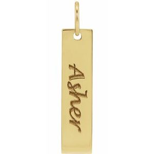 18K Yellow Gold-Plated Sterling Silver 20x5 mm Engravable Bar Pendant - BN & CO JEWELRY