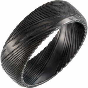 Black Damascus Steel 8 mm Patterned Band Size 13 - BN & CO JEWELRY