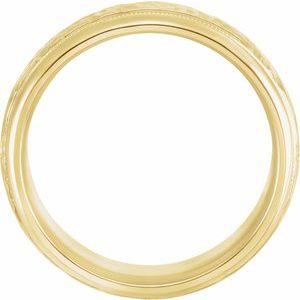 14K Yellow 7 mm Half Round Band with Hammered Texture & Milgrain - BN & CO JEWELRY