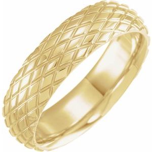 14K Yellow 6 mm Rhombus Patterned Band Size 10 - BN & CO JEWELRY