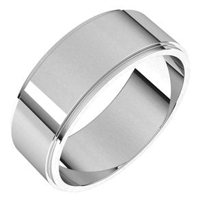 10K White 7 mm Flat Edge Band - BN & CO JEWELRY