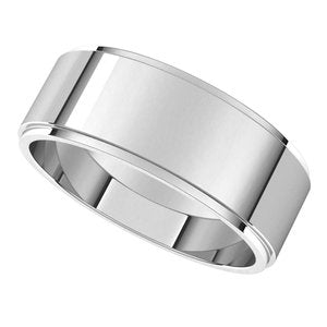 10K White 7 mm Flat Edge Band - BN & CO JEWELRY