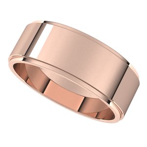 14K Rose 7 mm Flat Edge Band - BN & CO JEWELRY