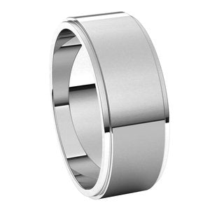 10K White 7 mm Flat Edge Band - BN & CO JEWELRY