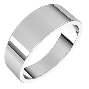 10K White 7 mm Flat Tapered Band - BN & CO JEWELRY