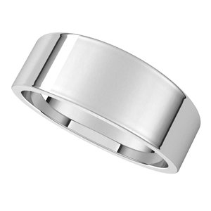10K White 7 mm Flat Tapered Band - BN & CO JEWELRY
