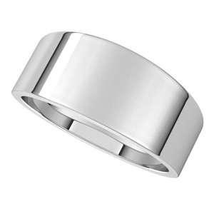 14K White 8 mm Flat Tapered Band Size 15 - BN & CO JEWELRY