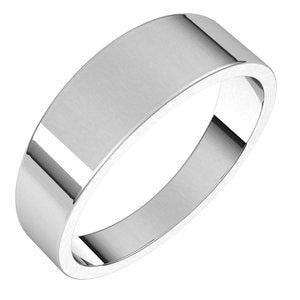 18K White 6 mm Flat Tapered Band Size 8 - BN & CO JEWELRY