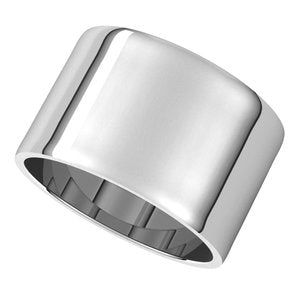 Platinum 12 mm Flat Ultra-Light Band Size 11 - BN & CO JEWELRY