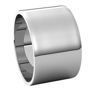 14K White 12 mm Flat Ultra-Light Band Size 11 - BN & CO JEWELRY