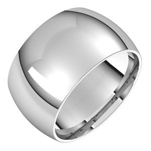 14K White 11 mm Half Round Band - BN & CO JEWELRY