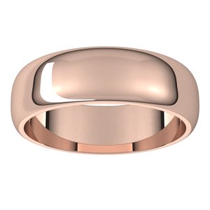 10K Rose 6 mm Half Round Band - BN & CO JEWELRY