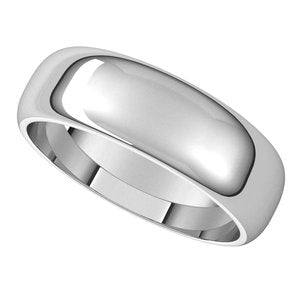 Platinum 6 mm Half Round Band Size 11 - BN & CO JEWELRY
