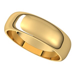 14K Yellow 6 mm Half Round Band Size 13.5 - BN & CO JEWELRY