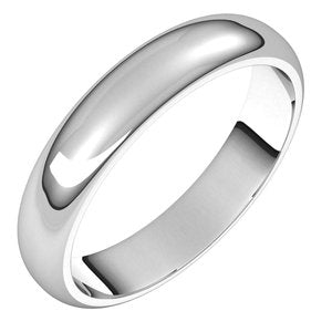 10K White 4 mm Half Round Band Size 15 - BN & CO JEWELRY