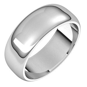14K X1 White 7 mm Half Round Band - BN & CO JEWELRY