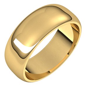 10K Yellow 7 mm Half Round Band - BN & CO JEWELRY