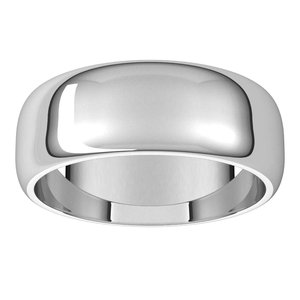 14K X1 White 7 mm Half Round Band - BN & CO JEWELRY