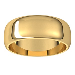 10K Yellow 7 mm Half Round Band - BN & CO JEWELRY