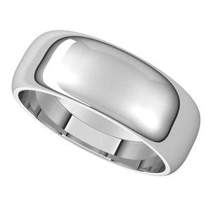 14K White 7 mm Half Round Band - BN & CO JEWELRY