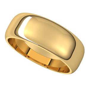 10K Yellow 7 mm Half Round Band - BN & CO JEWELRY
