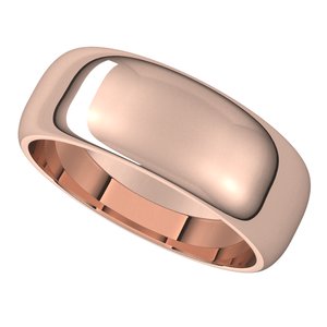 14K Rose 7 mm Half Round Band - BN & CO JEWELRY