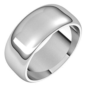 18K White 8 mm Half Round Band Size 7.5 - BN & CO JEWELRY