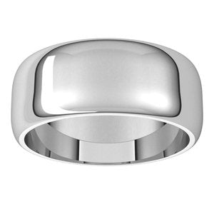 18K White 8 mm Half Round Band Size 7.5 - BN & CO JEWELRY