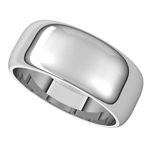 18K White 8 mm Half Round Band Size 7.5 - BN & CO JEWELRY