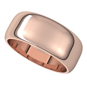 10K Rose 8 mm Half Round Band - BN & CO JEWELRY