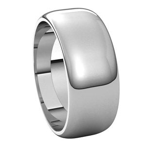 18K White 8 mm Half Round Band Size 7.5 - BN & CO JEWELRY