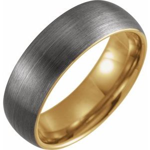 18K Yellow Gold PVD Tungsten 8 mm Half Round Band Size 13 with Satin Finish - BN & CO JEWELRY