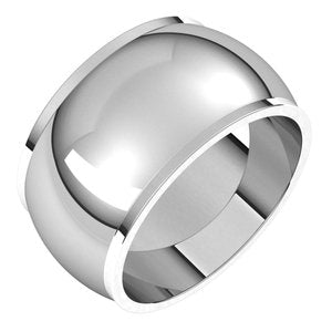 14K White 11 mm Half Round Edge Band Size 6 - BN & CO JEWELRY