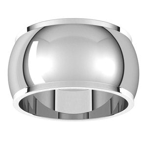 14K White 11 mm Half Round Edge Band Size 6 - BN & CO JEWELRY