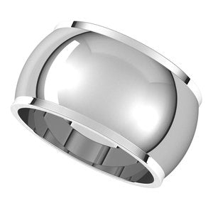 14K White 11 mm Half Round Edge Band Size 6 - BN & CO JEWELRY