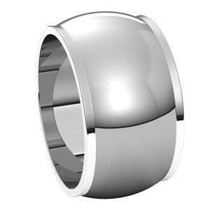 14K White 11 mm Half Round Edge Band Size 6 - BN & CO JEWELRY