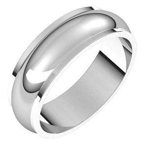 14K White 6 mm Half Round Edge Band Size 9 - BN & CO JEWELRY