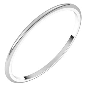 14K White 1 mm Half Round Light Band Size 9 - BN & CO JEWELRY
