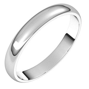 10K White 3 mm Half Round Light Band Size 3.5 - BN & CO JEWELRY