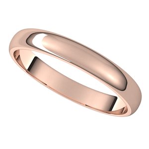 14K Rose 3 mm Half Round Light Band Size 8 - BN & CO JEWELRY