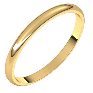14K Yellow 2 mm Half Round Light Band Size 4 - BN & CO JEWELRY