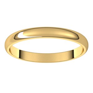 18K Yellow 2.5 mm Half Round Light Band Size 3.5 - BN & CO JEWELRY