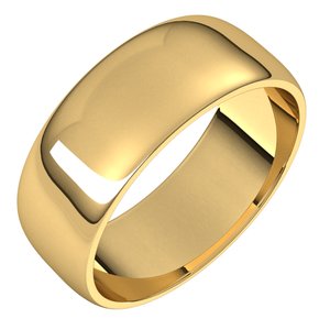 14K Yellow 7 mm Half Round Light Band - BN & CO JEWELRY