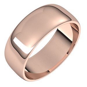 14K Rose 7 mm Half Round Light Band - BN & CO JEWELRY