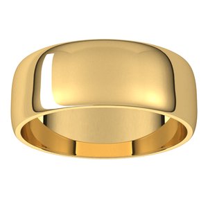14K Yellow 7 mm Half Round Light Band - BN & CO JEWELRY