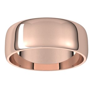 14K Rose 7 mm Half Round Light Band - BN & CO JEWELRY