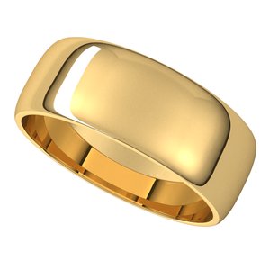 14K Yellow 7 mm Half Round Light Band - BN & CO JEWELRY