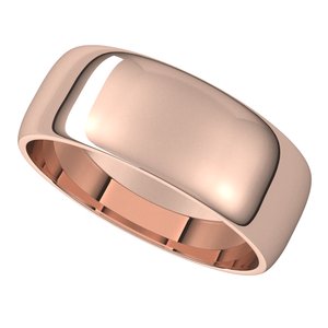 14K Rose 7 mm Half Round Light Band - BN & CO JEWELRY