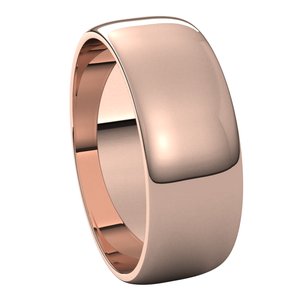 14K Rose 7 mm Half Round Light Band - BN & CO JEWELRY